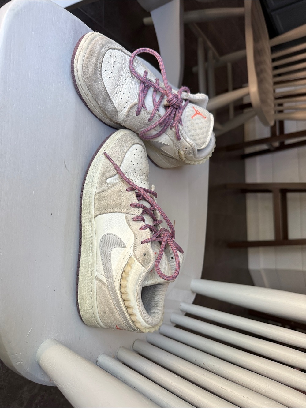 Jordan Kids Sneakers in White, Beige and Pink